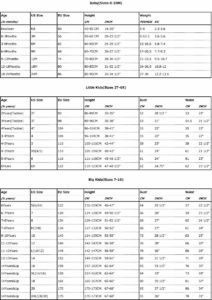 Kids Size Chart