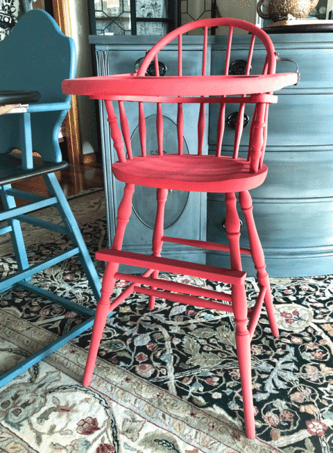 old wooden high chair