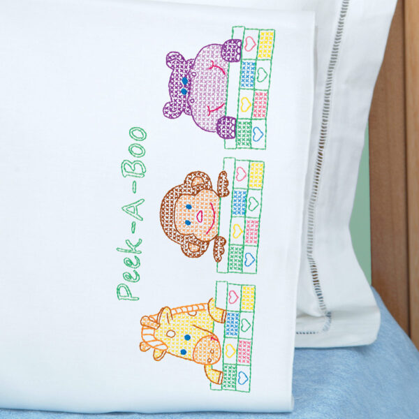 Tobin T232113 Stamped Pillowcase Pair Embroidery Kit