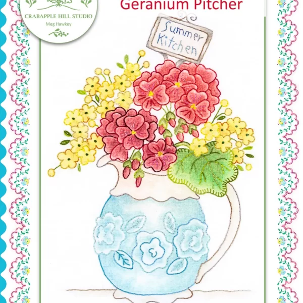 Summer Kitchen #7 Geranium Pitcher Crabapple Hill Studio Pattern