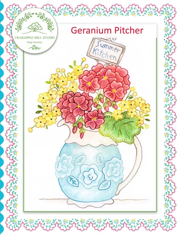 Summer Kitchen #7 Geranium Pitcher Crabapple Hill Studio Pattern