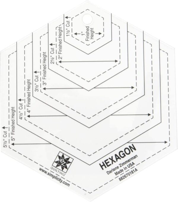 Wrights EZ International 882670181A Rotary Cutting Shapes Hexagon Clear Ruler, Perfect For Cutting and Crafting Hexagon Shapes from Fabric, Easy to Use and Accurate - Image 3